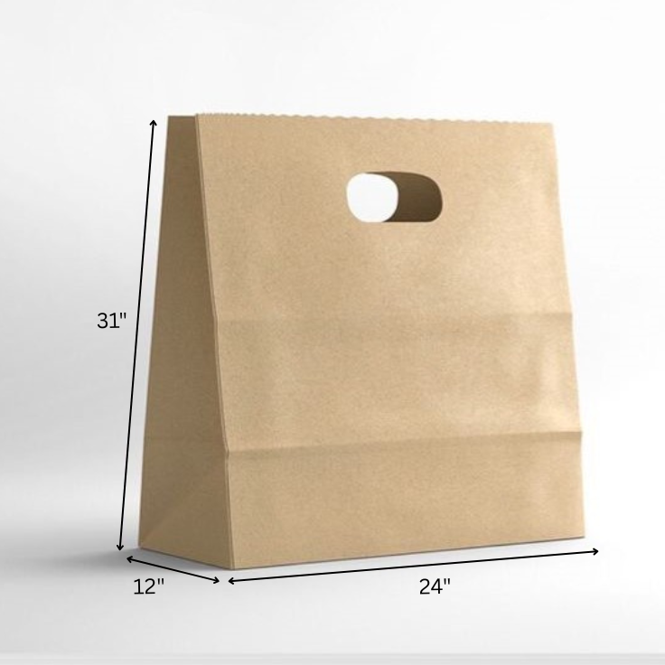 Brown Paper Bag D-Cut Handle 31x12x24