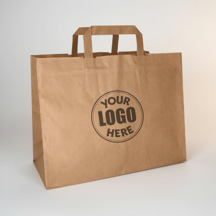 Brown Paper Bag With Flat Handle 34x18x34
