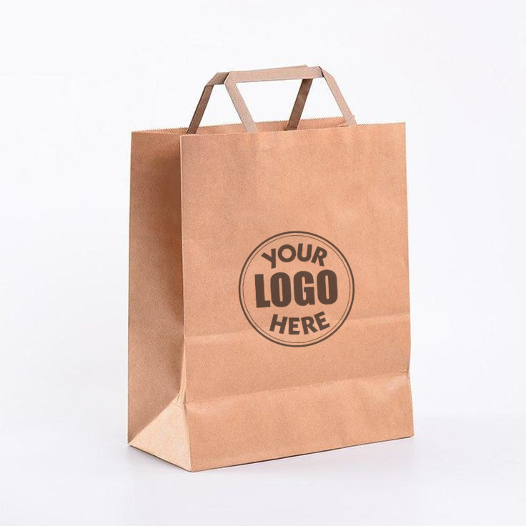 Brown Paper Bag With Flat Handle 28x11x21