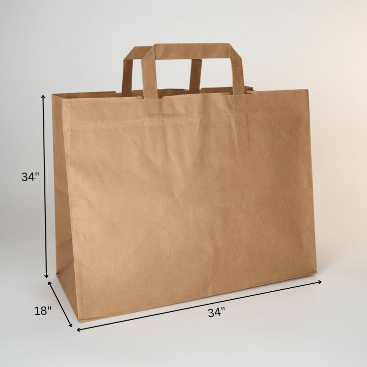 Brown Paper Bag With Flat Handle 34x18x34